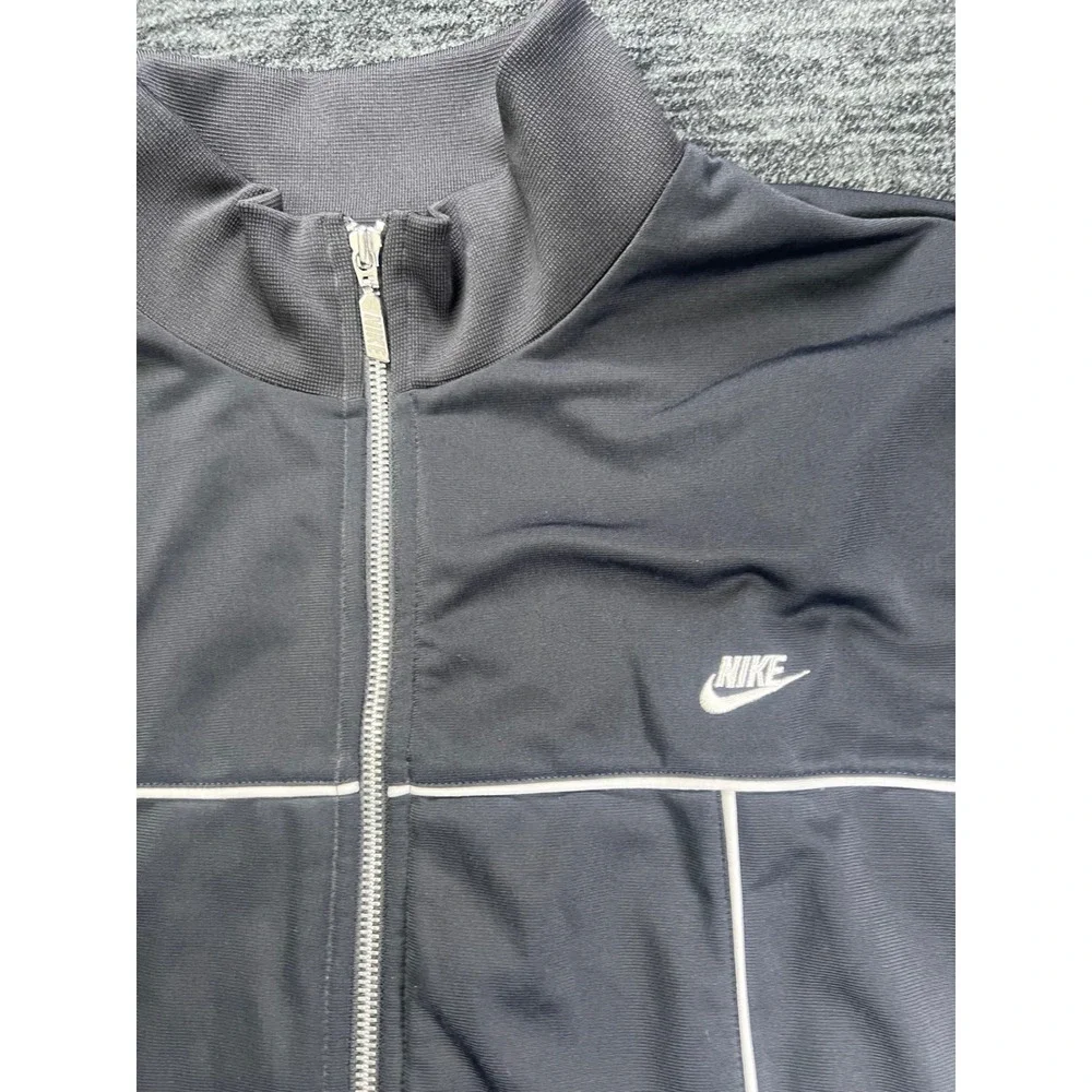 Nike Track Jacket Mens XXL Black White Piping Full Zip Mock Neck Sporty